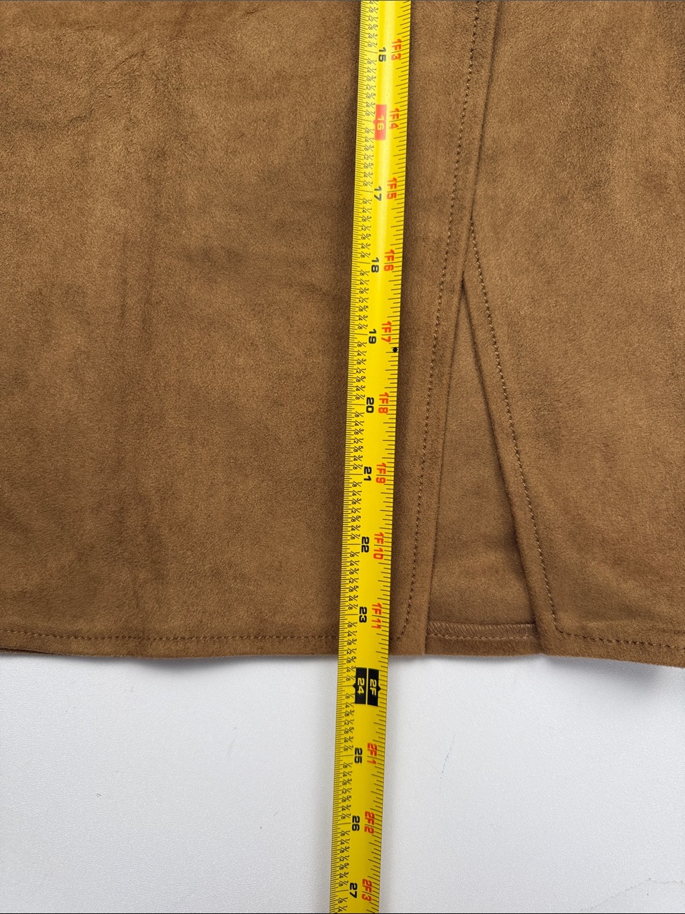 Express Brown Faux Suede Wrap Pencil Skirt Tie Waist Western Boho Size 8 - Picture 5 of 7